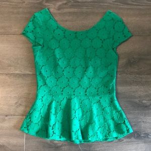 Kelly Green Peplum Top